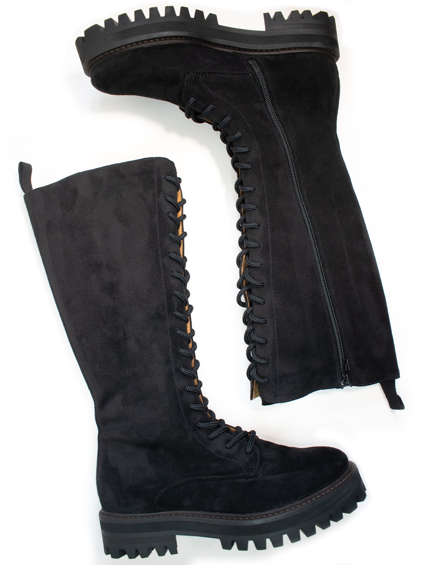 Bottes hautes à lacets en daim végétalien