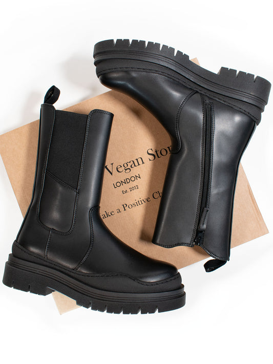 Track Sole Chelsea Mid-Height Boots | Vegan Boots