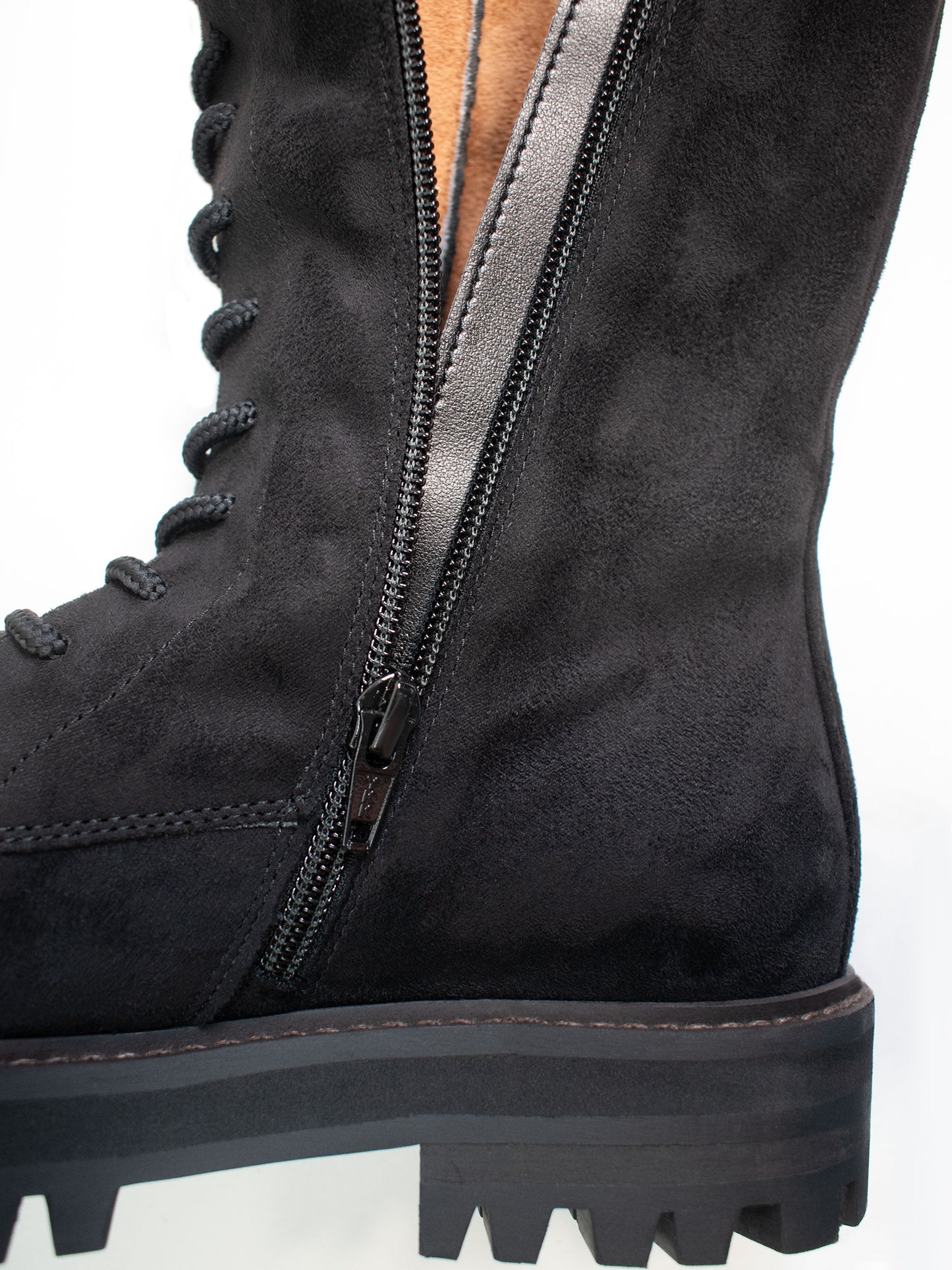 Bottes hautes à lacets en daim végétalien