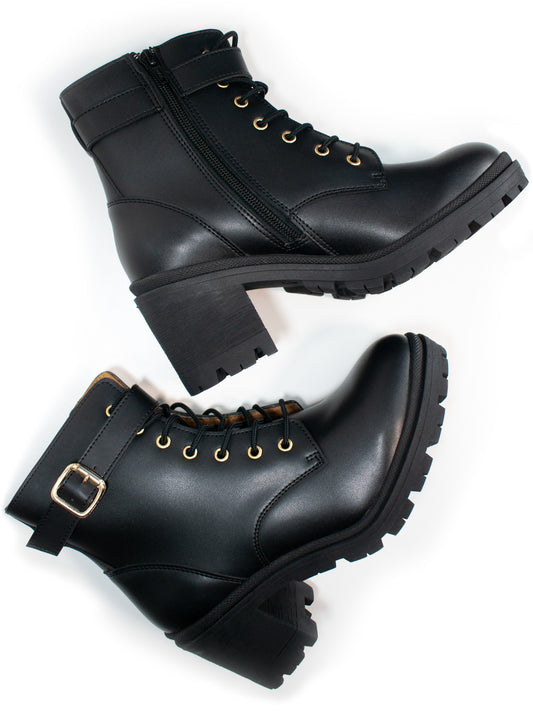 Lace Up Track Sole Booties | Vegan Boots