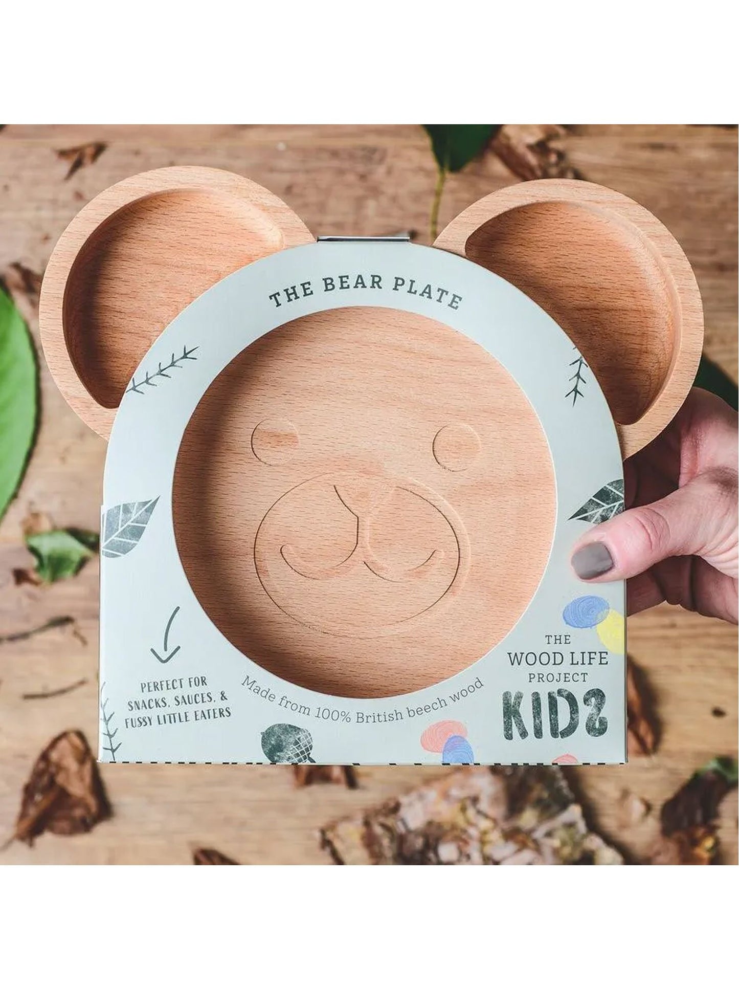 The Wood Life Project Assiette ours en bois écologique/assiette pour enfants