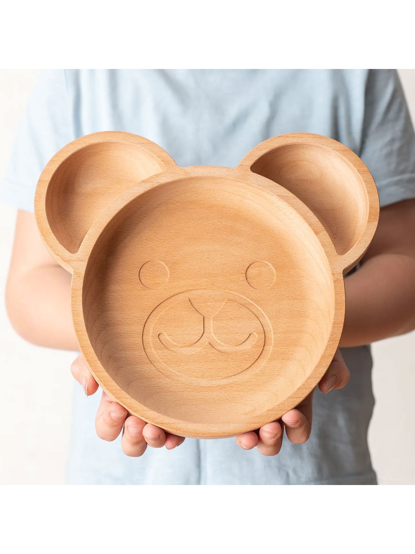 The Wood Life Project Assiette ours en bois écologique/assiette pour enfants