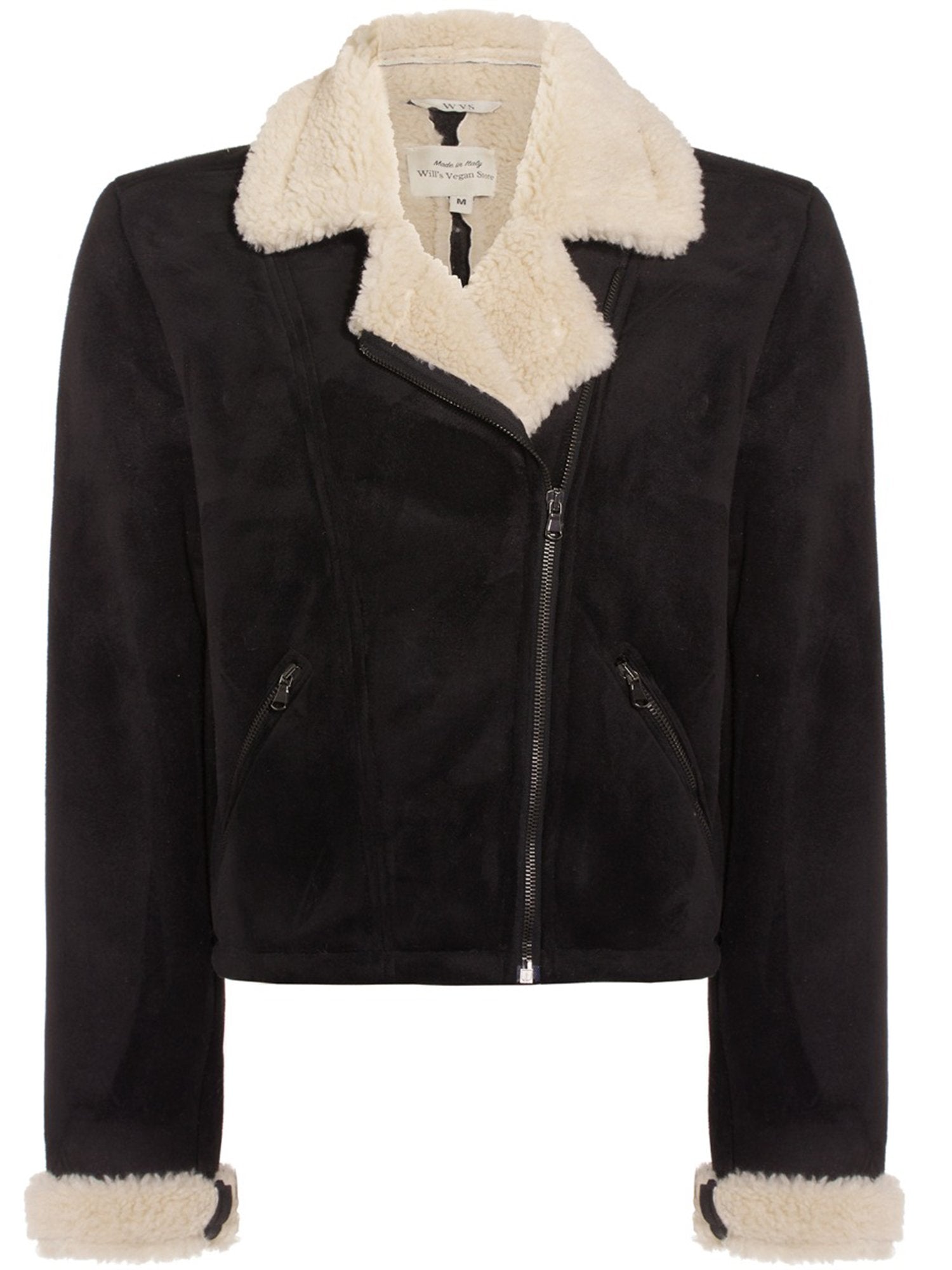 Vegan Women's Recycled Vegan Shearling Moto Jacket | Will's Vegan Store