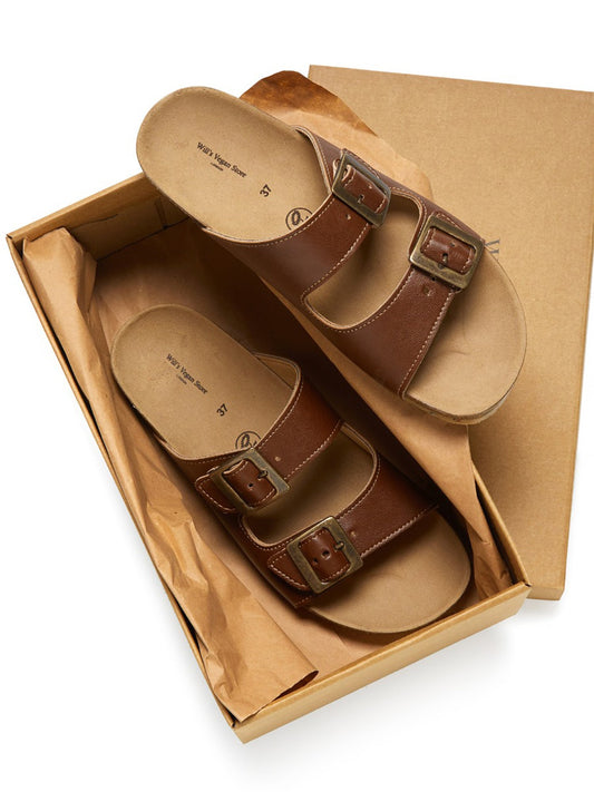 Two Strap Footbed Sandals | Vegan Sandals