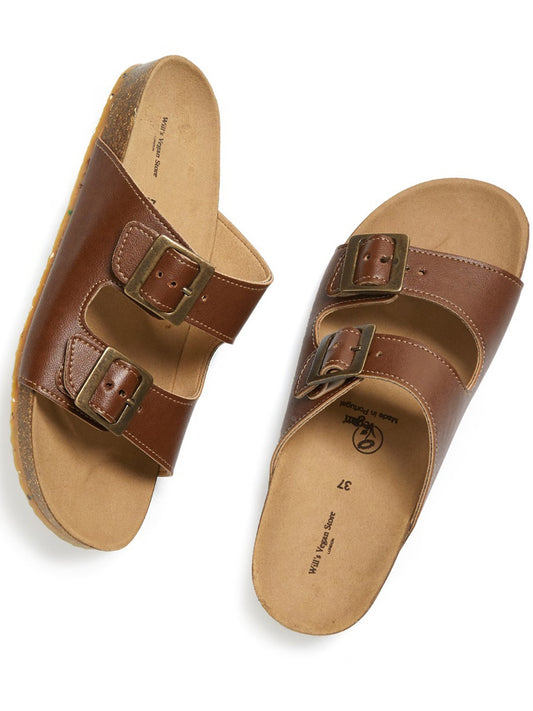 Two Strap Footbed Sandals | Vegan Sandals