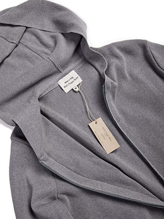 Recycled Zip Up Knit Hoodie | Vegan Knitwear