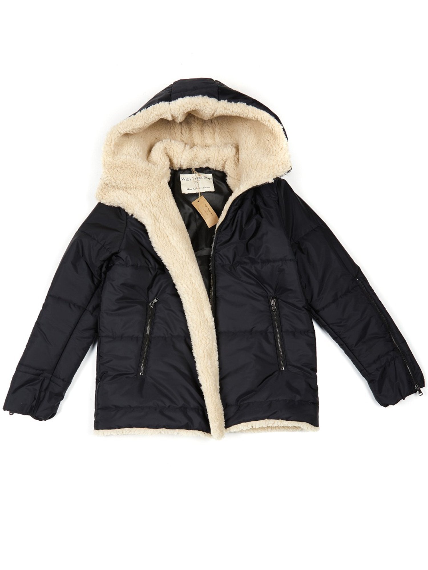 Vegan Women's Recycled Vegan Shearling Puffer | Will's Vegan Store