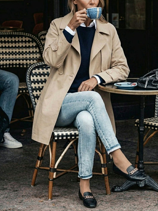 Trench-coat en gaberdine de coton 