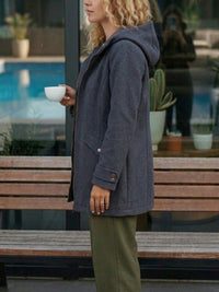 Vegan Wool Hooded Coat