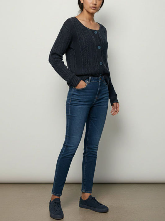 Chunky Button Up Knited Cardigan | Vegan Knitwear