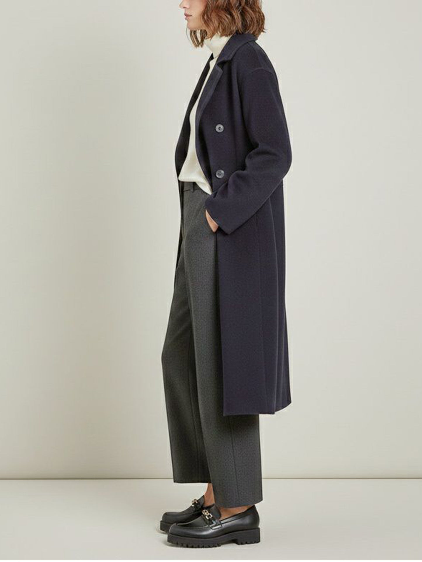 Double Breasted Vegan Wool Coat