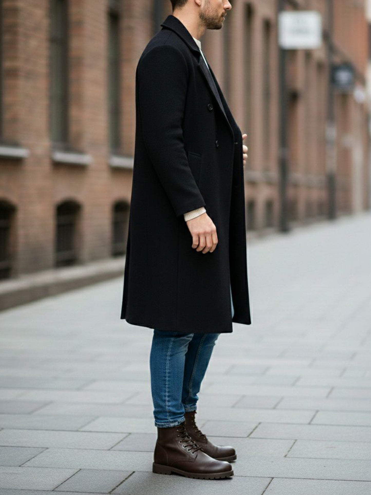 Double Breasted Vegan Wool Coat