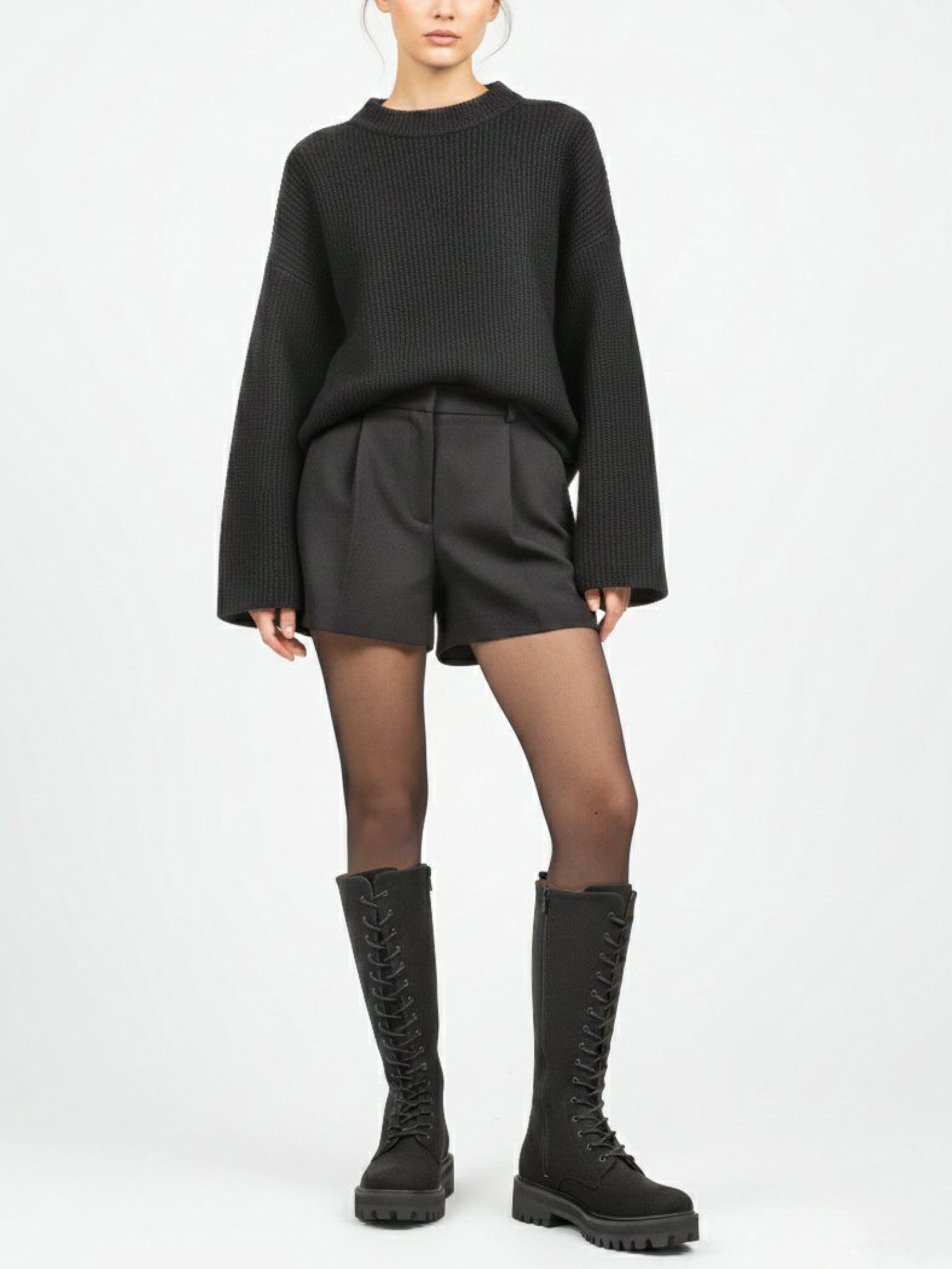 Lace-Up Vegan Suede High Boots