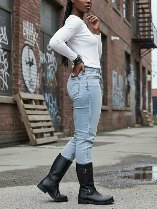 Halflange motorlaarzen  | Veganistische damesschoenen