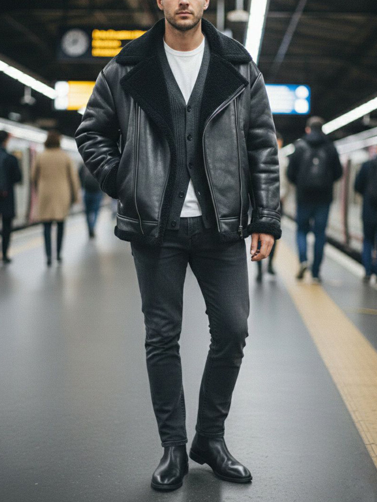 Oversized Recycled Vegan Shearling Aviator Jacket