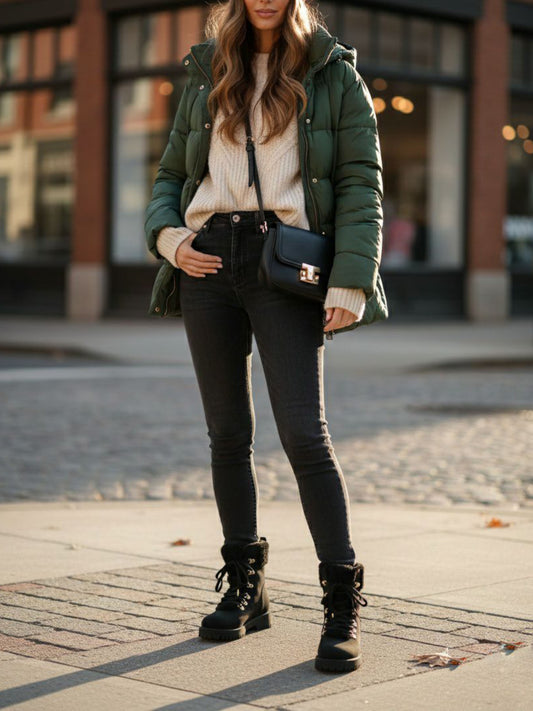 Gerecycleerde veganistische schapenvachtlaarzen  | Veganistische damesschoenen