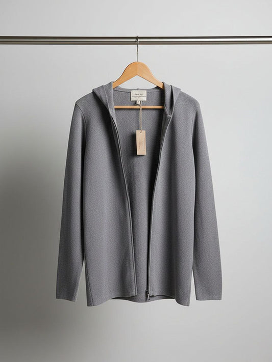 Gerecyclede gebreide hoodie met rits 