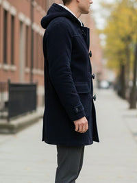 Duffle-coat en laine végétalienne avec peau lainée végétalienne recyclée
