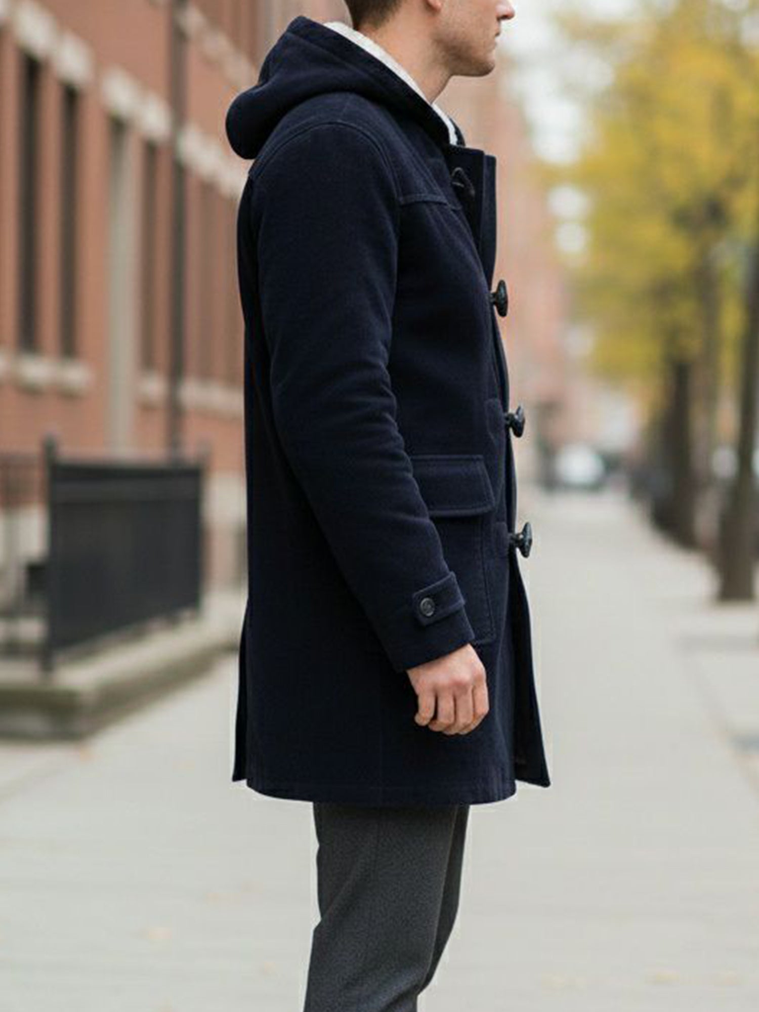 Duffle-coat en laine végétalienne avec peau lainée végétalienne recyclée