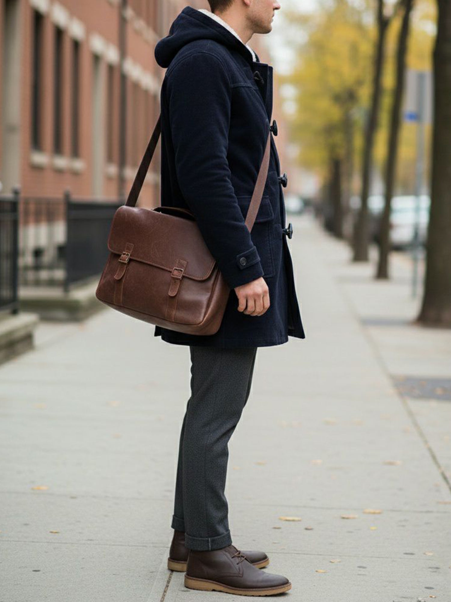Duffle-coat en laine végétalienne avec peau lainée végétalienne recyclée
