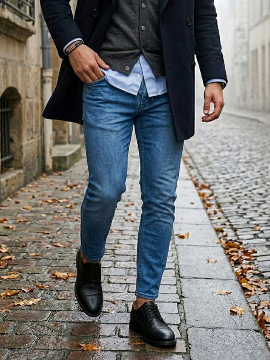 Black vegan waterproof Derby shoes on WVS box – square toe, bio-based vegan leather, made in Portugal