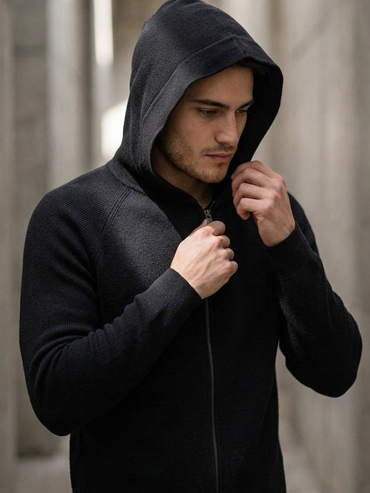 Recycled Zip Up Knit Hoodie