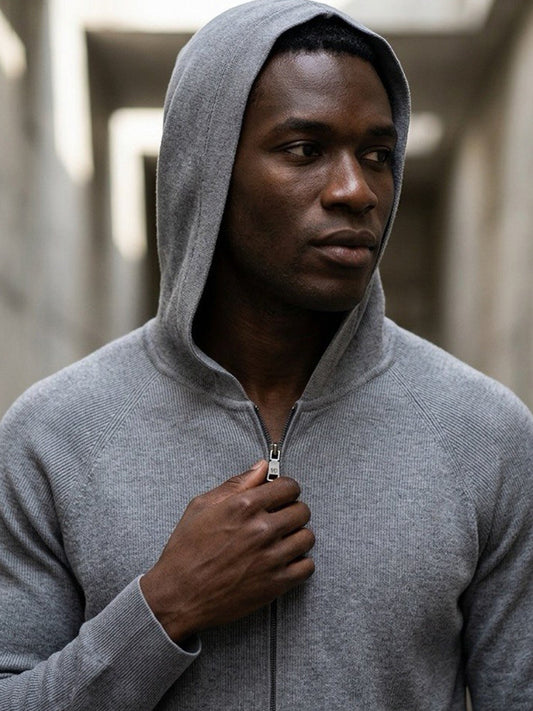 Recycled Zip Up Knit Hoodie