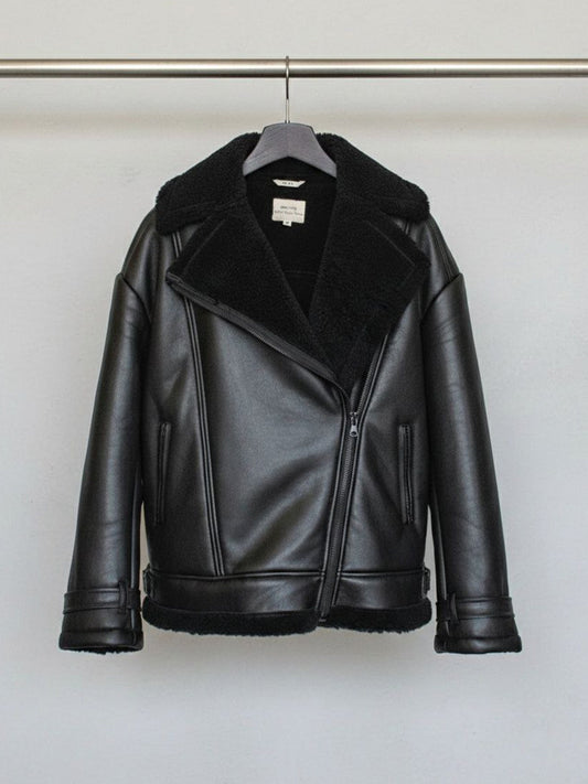 Oversized Recycled Vegan Shearling Aviator Jacket