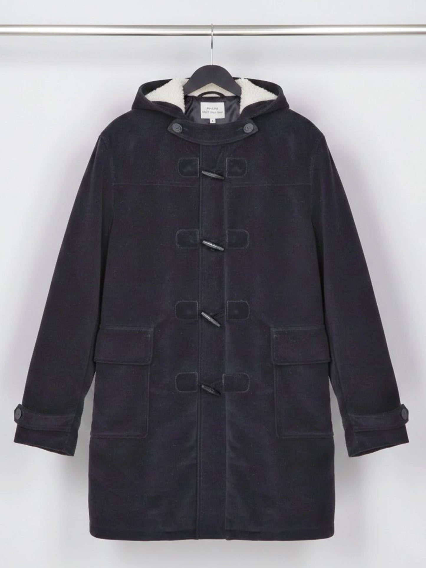 Duffle-coat en laine végétalienne avec peau lainée végétalienne recyclée