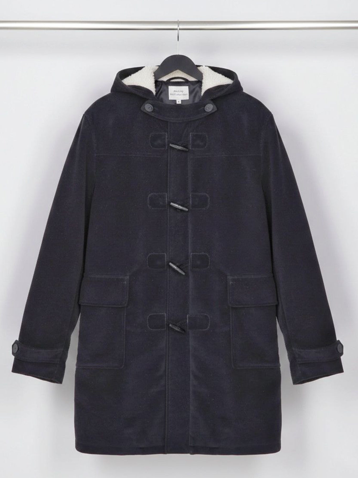 Duffle-coat en laine végétalienne avec peau lainée végétalienne recyclée