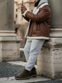 Oversized Recycled Vegan Shearling Aviator Jacket
