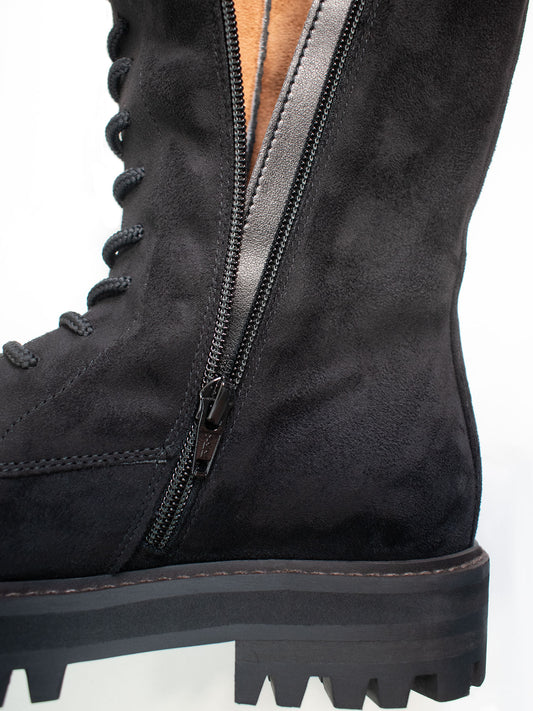 Lace-Up Vegan Suede High Boots | Vegan Boots