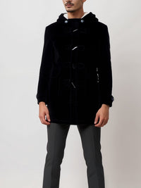 Duffle-coat en laine végétalienne avec peau lainée végétalienne recyclée