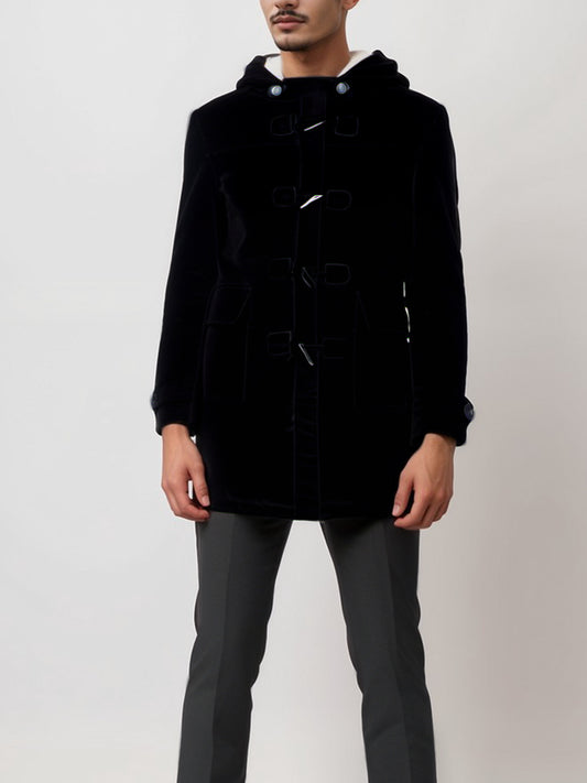 Duffelcoat van veganistische wol met gerecyclede veganistische schapenvacht | Vegan Coats & Jackets