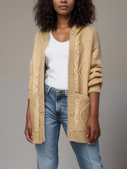 Hooded Button Up Knitted Cardigan | Vegan Knitwear