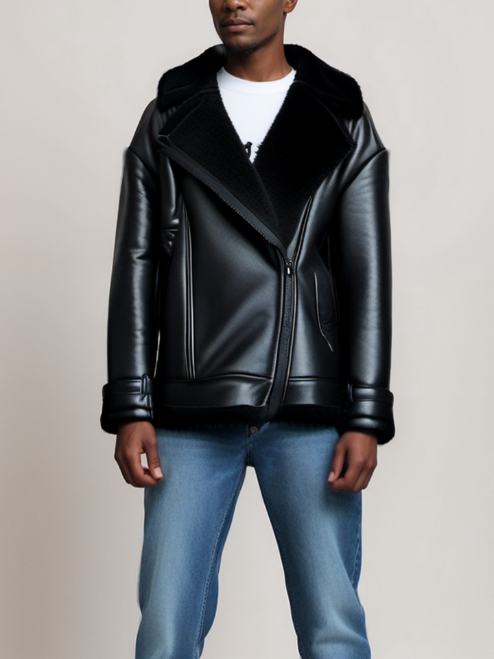 Oversized Recycled Vegan Shearling Aviator Jacket