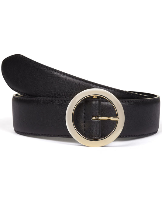 Vegan Women's 3cm D-Ring Belt, Black / XL