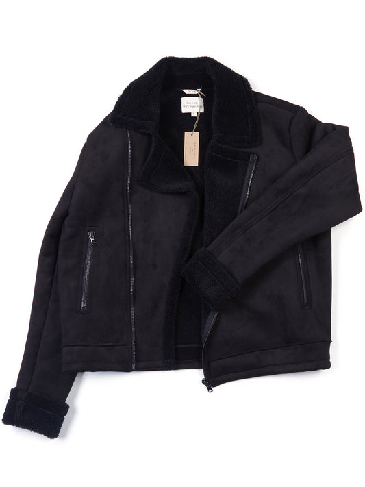 Gerecycleerde veganistische Shearling vlieger | Vegan Leather Jackets
