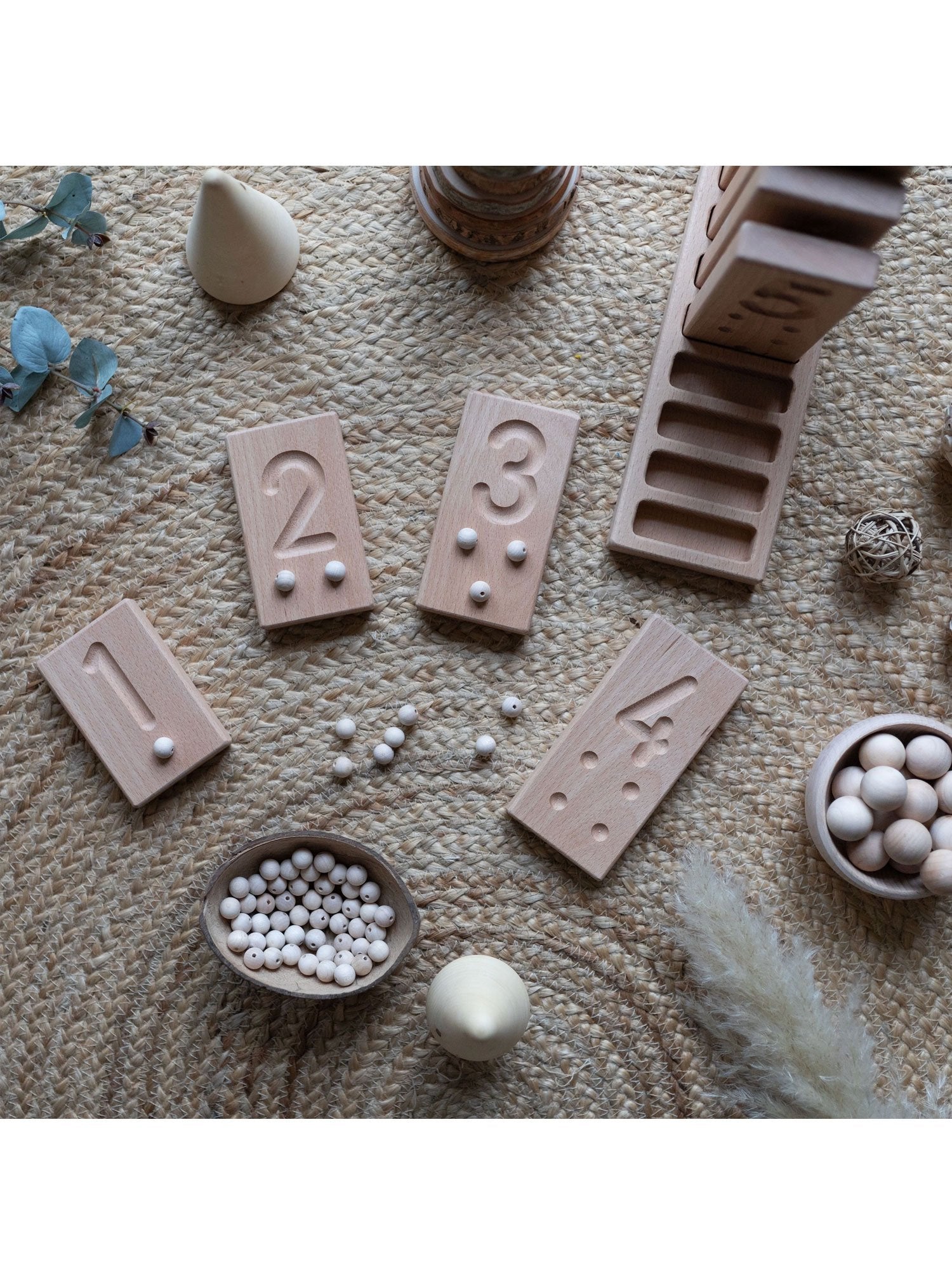 Het kleine koetshuisnummer Telblokken Montessori-leermiddel