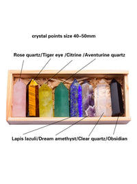 Crystolver 8 Pcs Healing Crystal Wand With Wooden Box