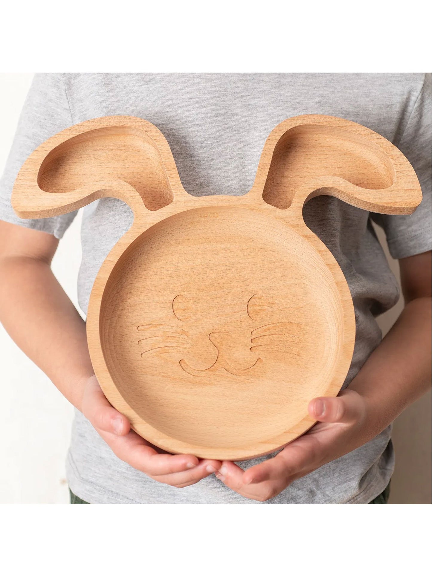 The Wood Life Project EcoFriendly Wooden Rabbit Plate/Kids Plate