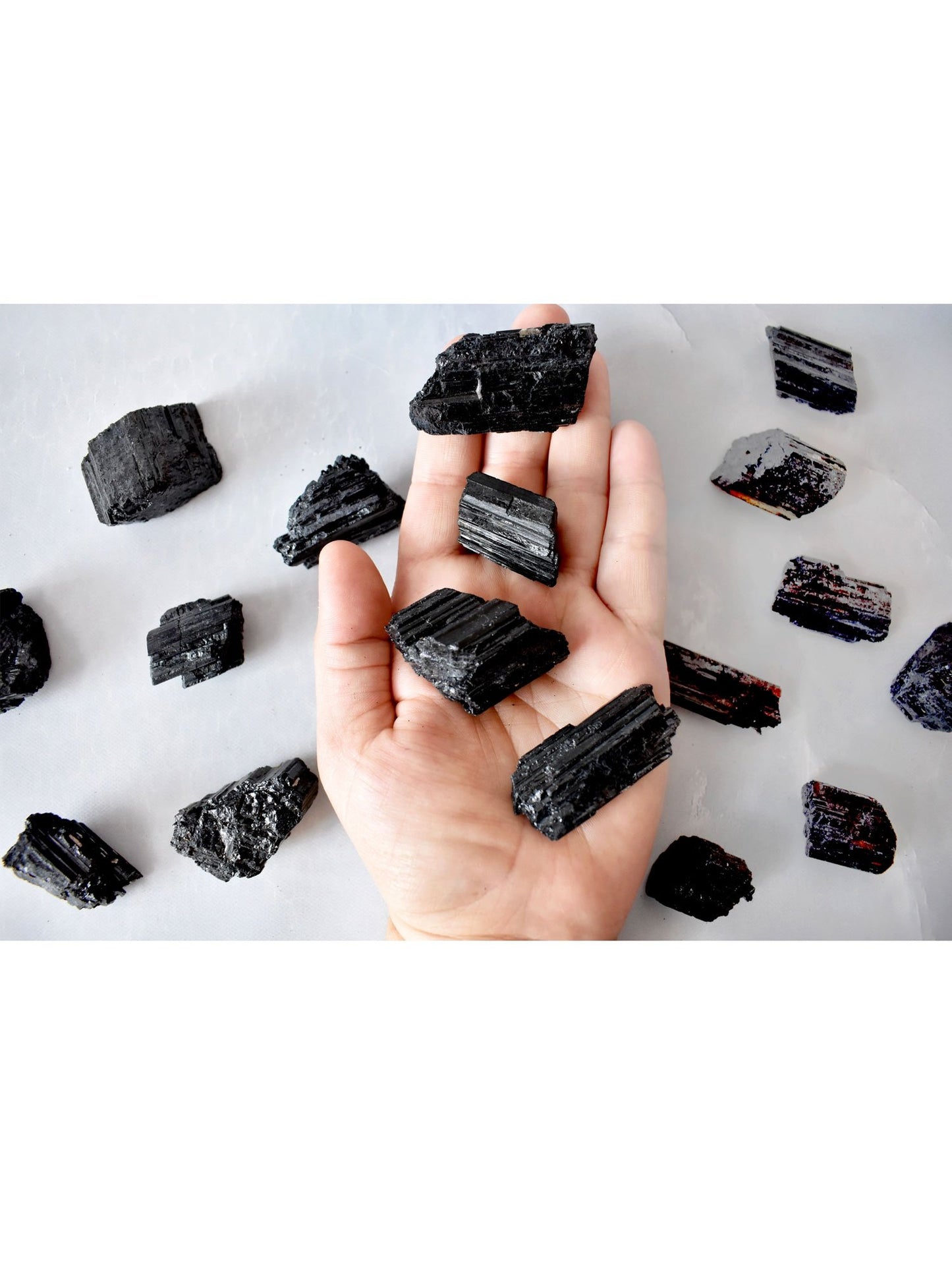 Open Heart Apothecary Black Tourmaline Stones, Raw Protection Crystals, Feng Shui