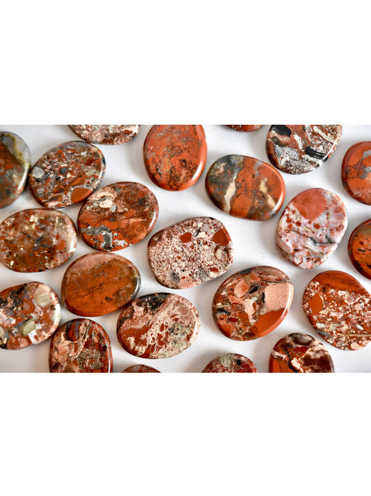 Open Heart Apothecary Brecciated Jasper Palm Stones Natural Red Crystals