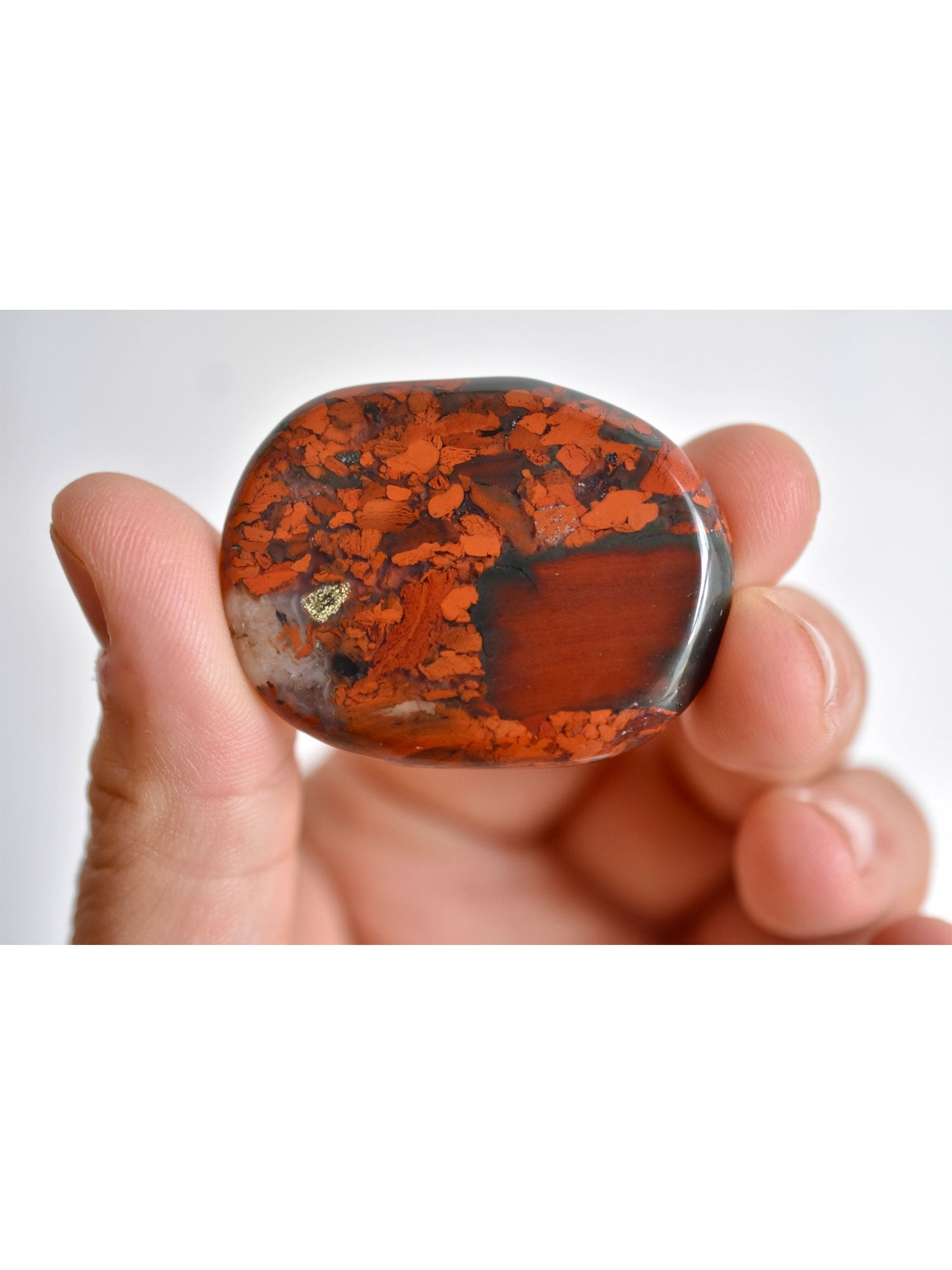 Open Heart Apothecary Brecciated Jasper Palm Stones Natural Red Crystals
