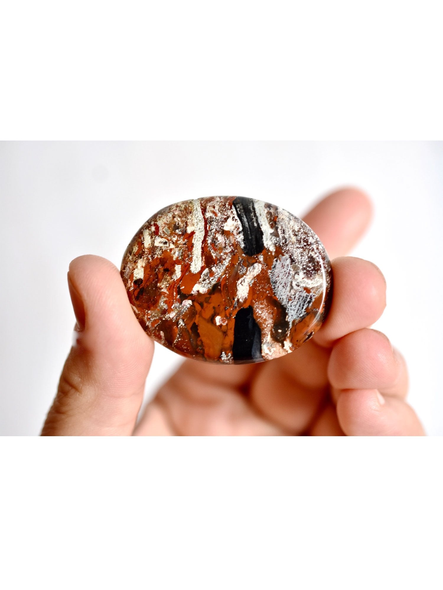 Open Heart Apothecary Brecciated Jasper Palm Stones Natural Red Crystals