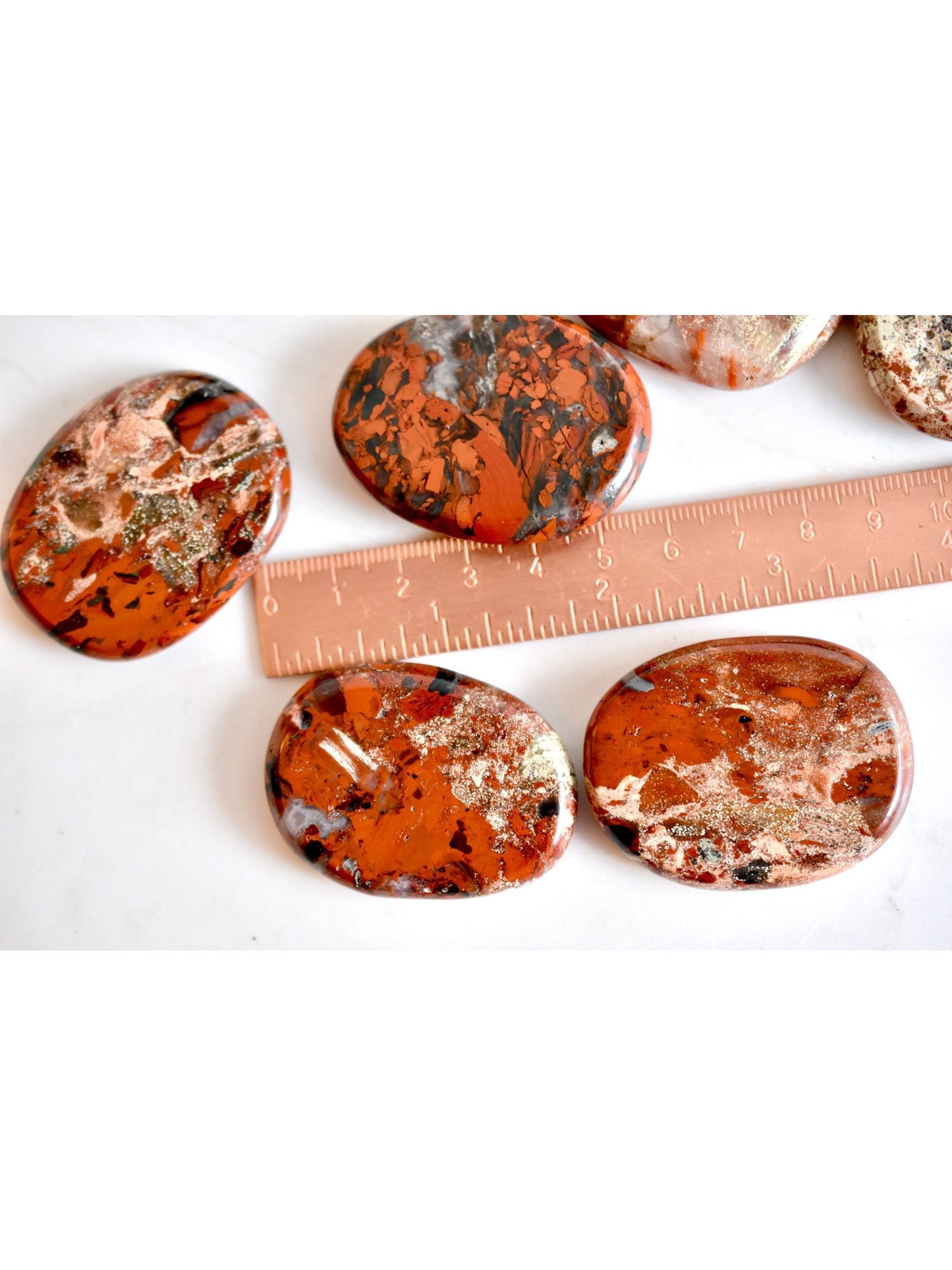 Open Heart Apothecary Brecciated Jasper Palm Stones Natural Red Crystals