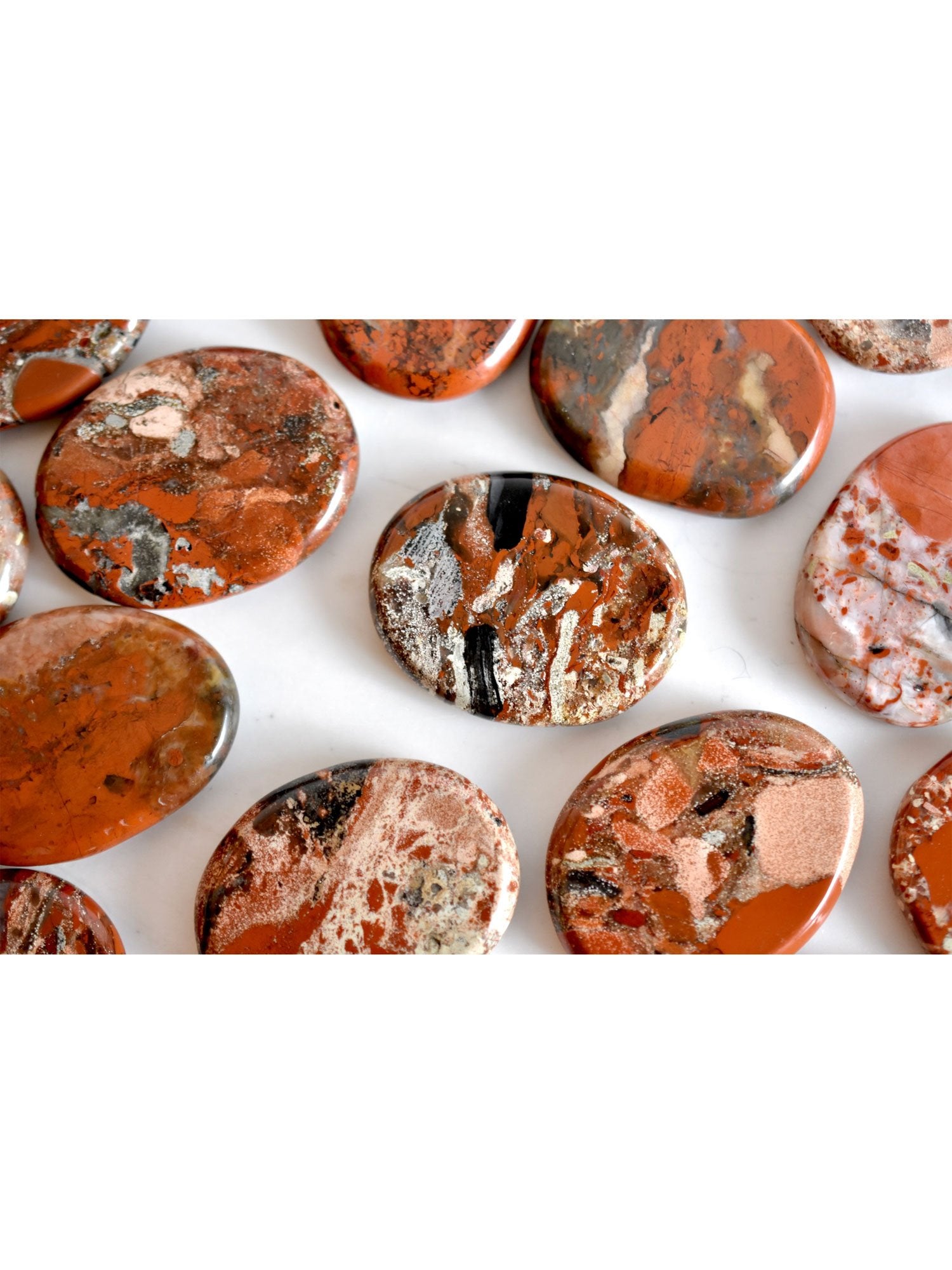 Open Heart Apothecary Brecciated Jasper Palm Stones Natural Red Crystals