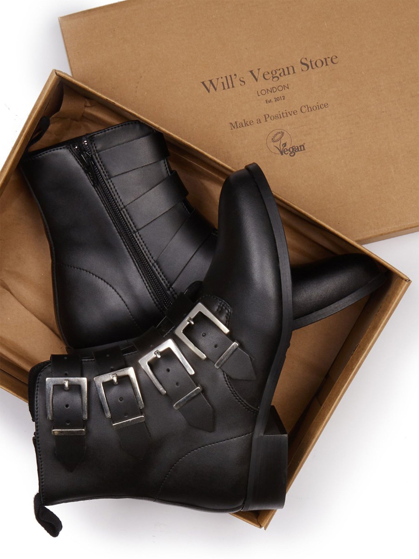 Vegan Women's 4 Strap Biker Boots | Will's Vegan Store