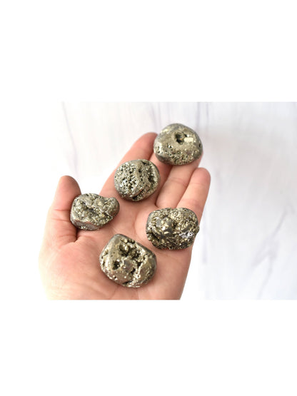 Open Heart Apothecary Gold Pyrite Crystals Tumbled Stones For Manifestation
