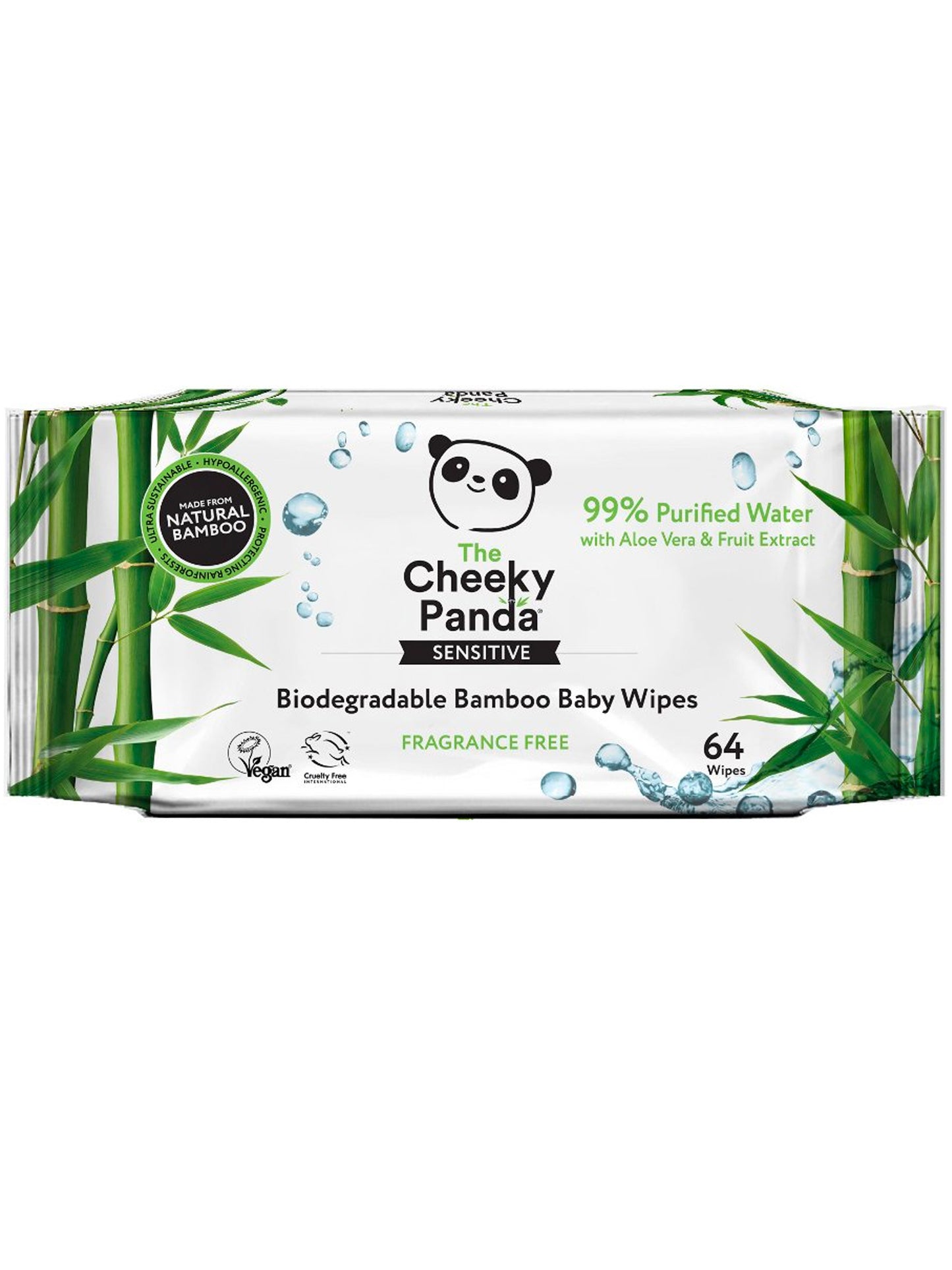 Cheeky Panda Biodegradable Bamboo Baby Wipes 64 Pack | Will's Vegan Store